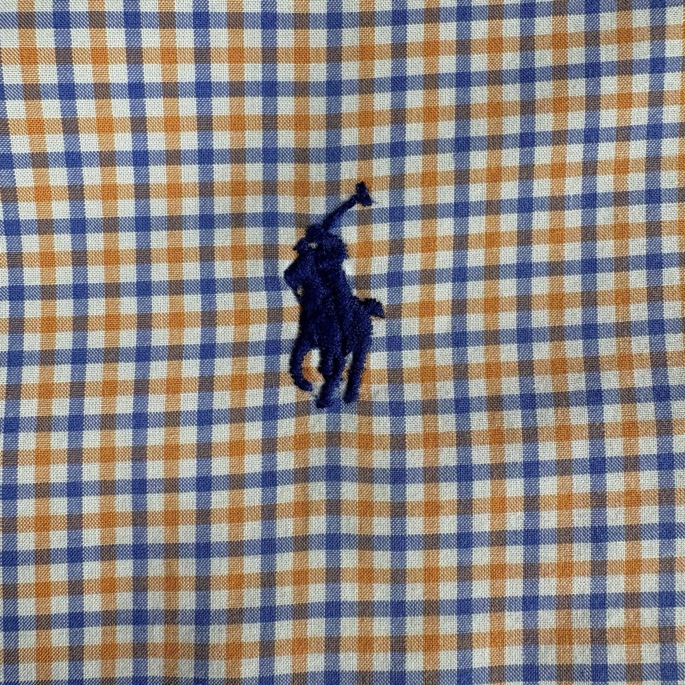 Ralph Lauren Men's XL Blue Orange Gingham Check Button Down Long Sleeve Shirt - Picture 3 of 5
